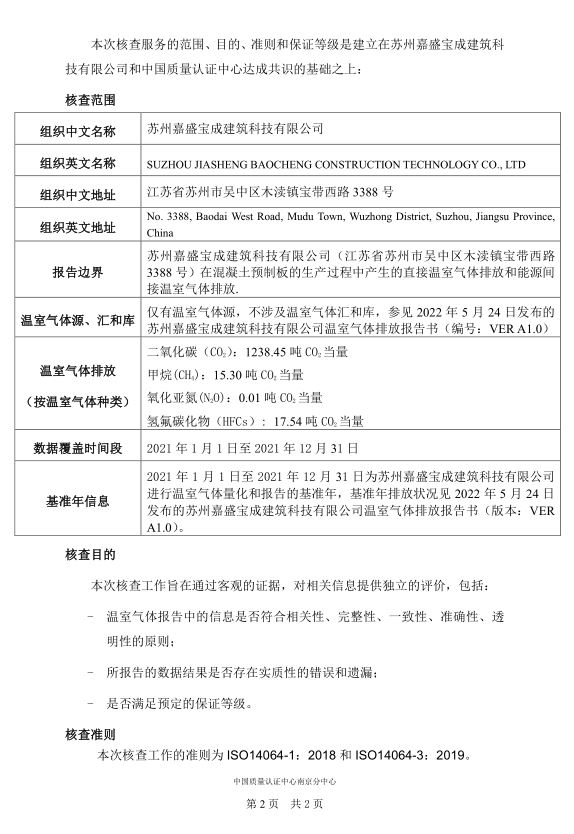 ISO14064核查申明